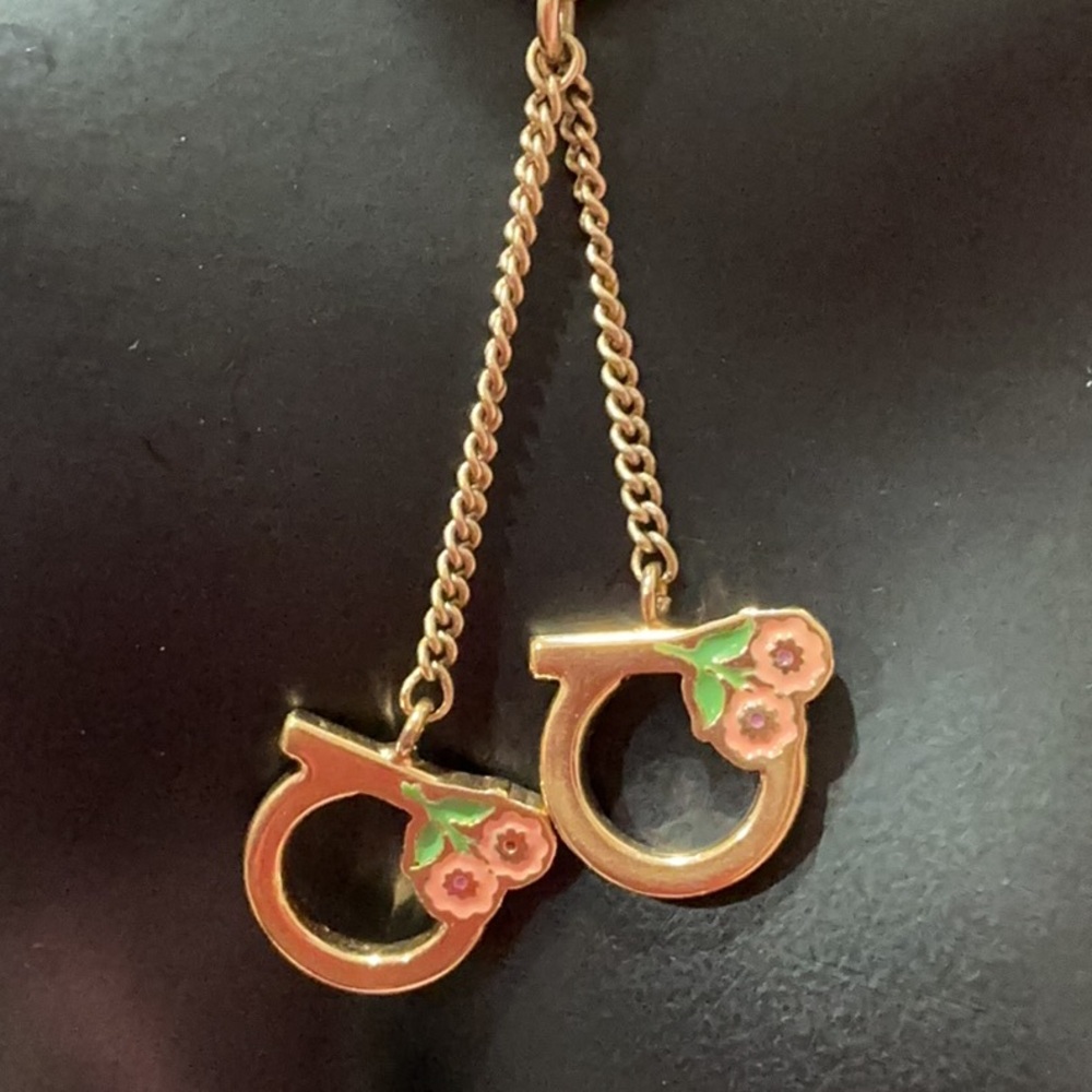 Authentic Salvatore Ferragamo Floral Pendant Necklace - Pink Flower